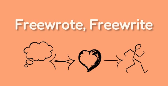 freewrote, freewrite, blog logo in cantelope background