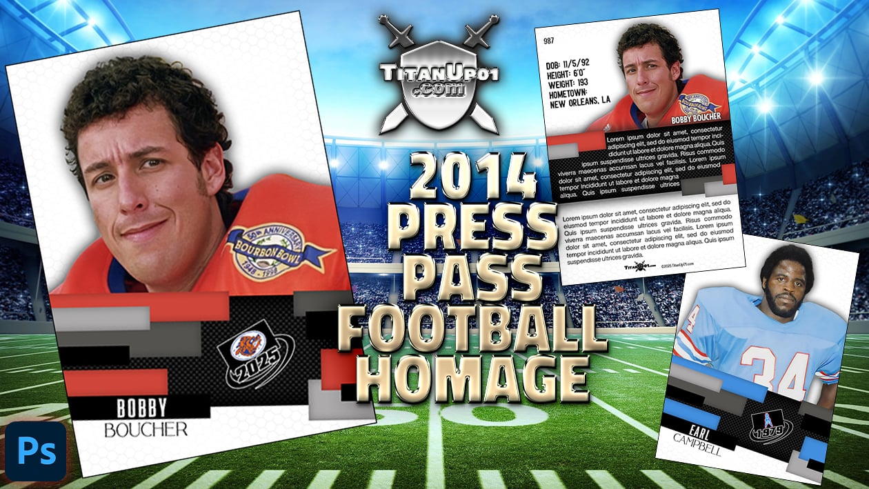 2014 Press Pass Football Homage Photoshop PSD Templates