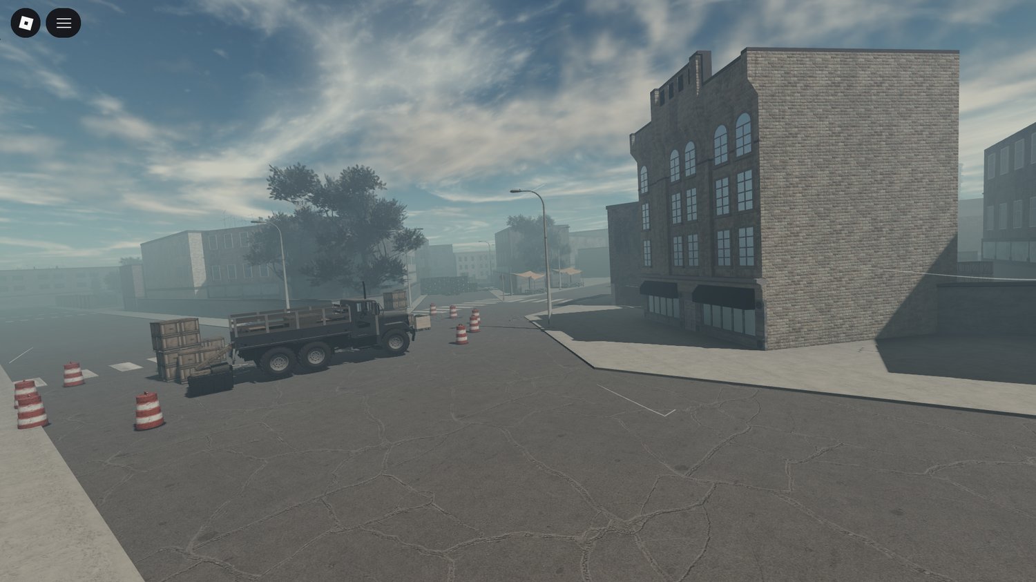 Quarantine perimeter barriers in Roblox survival map