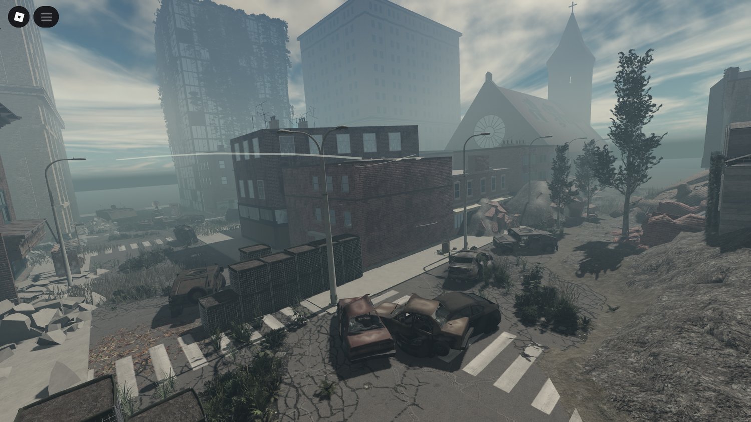 Zombie spawn area inside ruined suburban zone