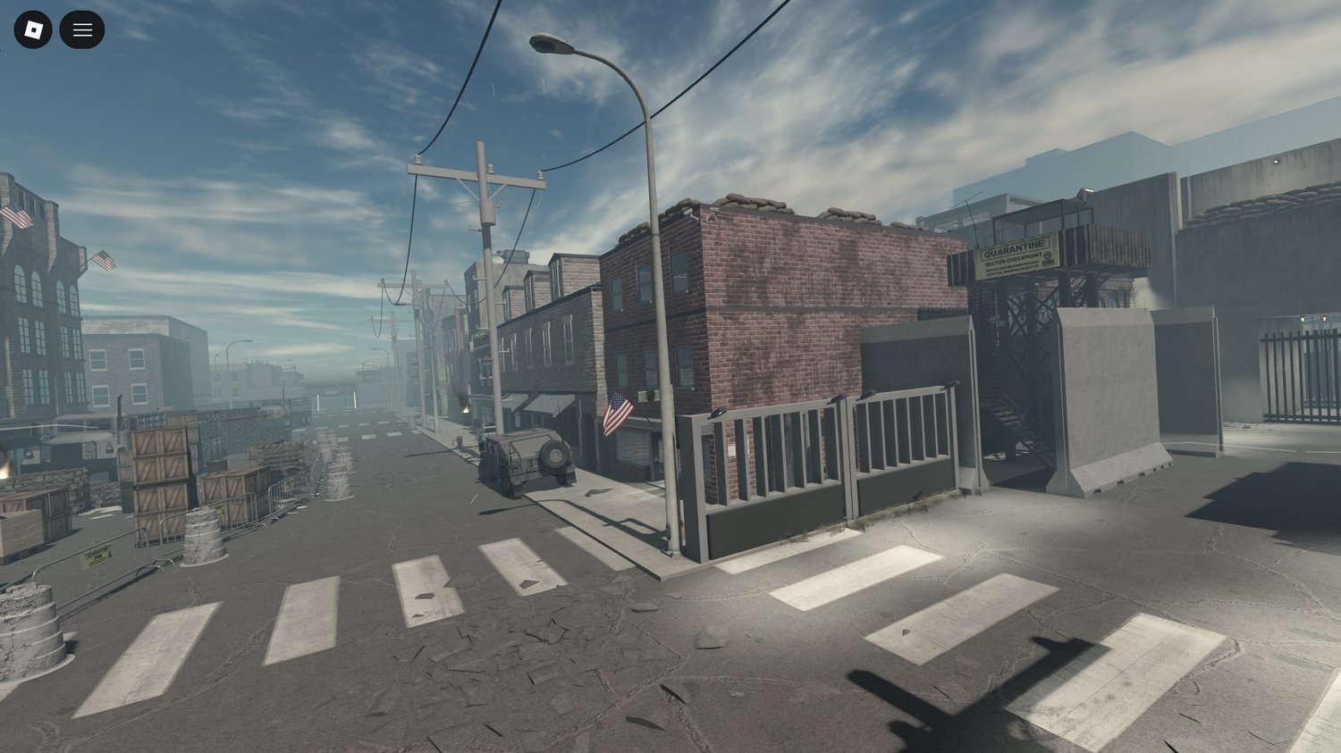 Gritty cinematic Roblox map for zombie gameplay