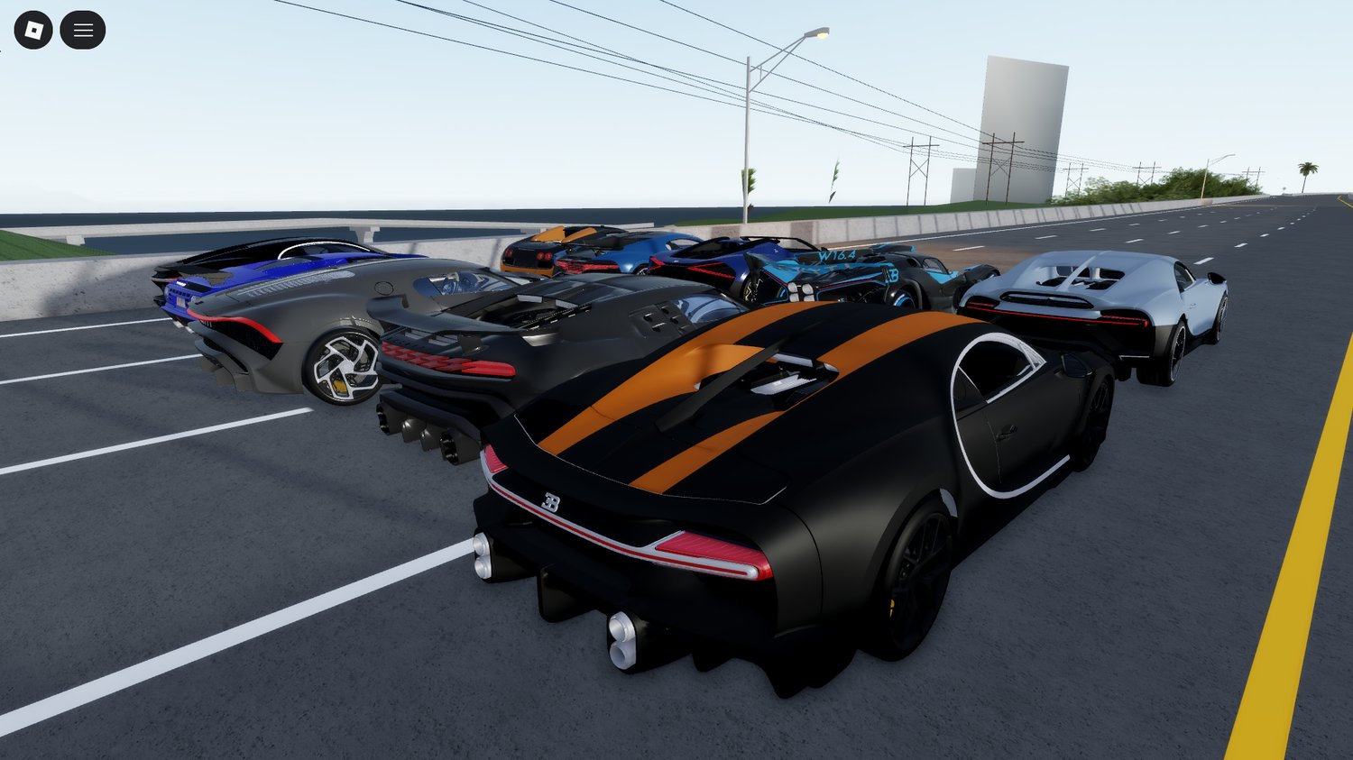 close up view of a detailed roblox bugatti front