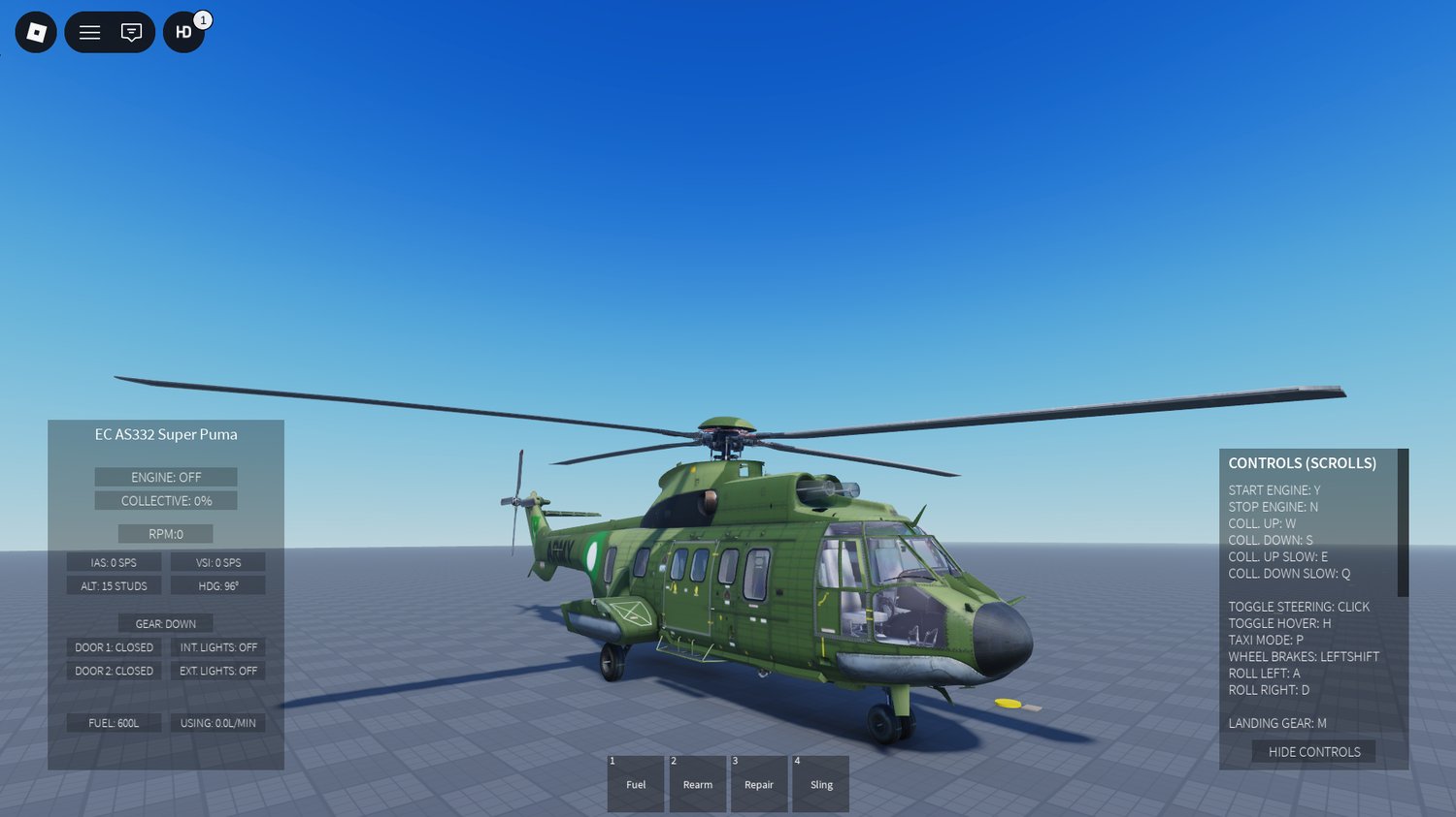 repair and fueling tools in use on a roblox helicopter
