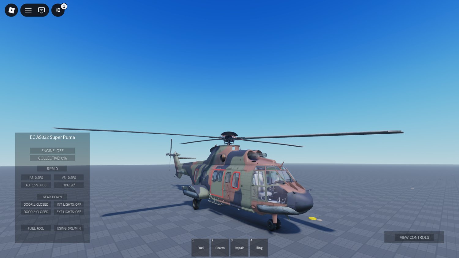 player using the spawner tool to deploy a helicopter