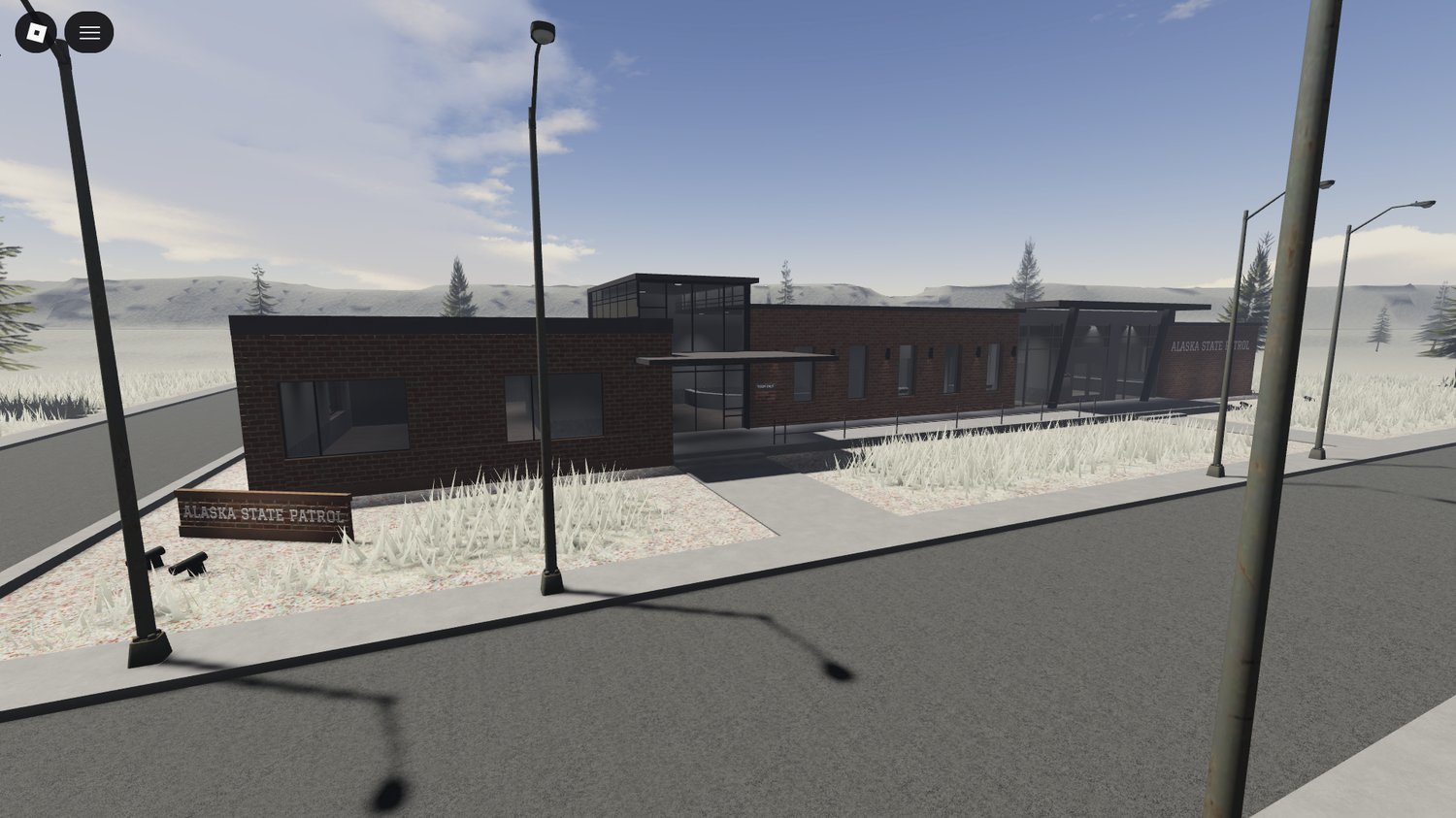 enterable house in a snowy neighborhood interior view