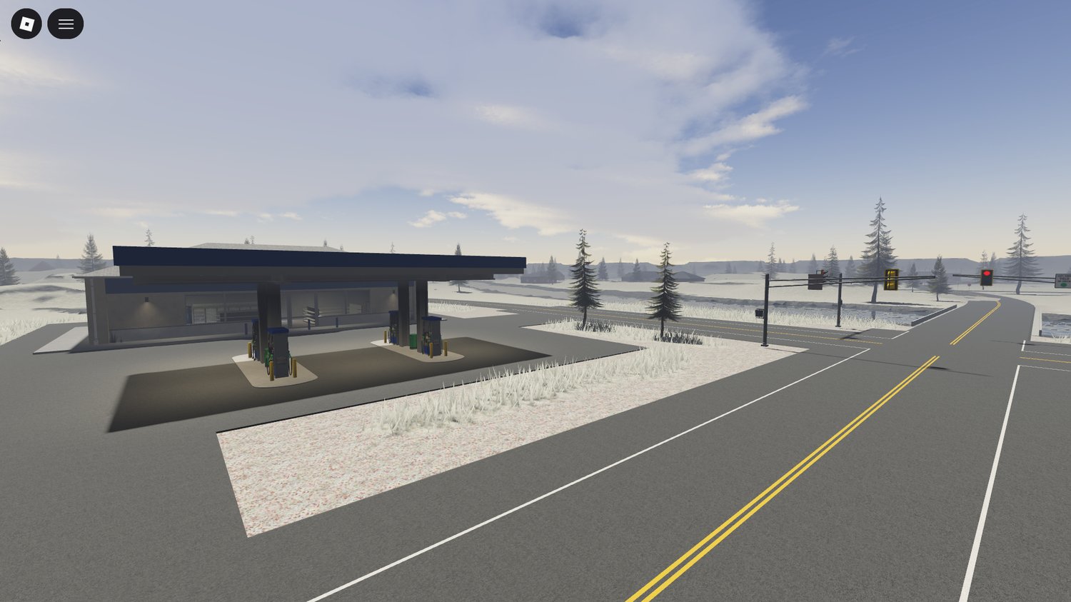 snow covered rooftops and streets in roblox