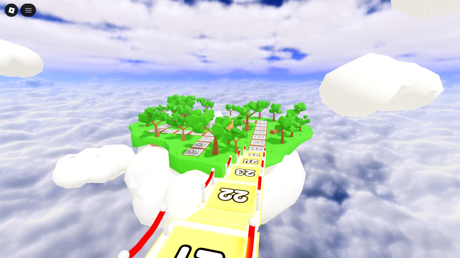 players standing in a glowing queue above the clouds in roblox