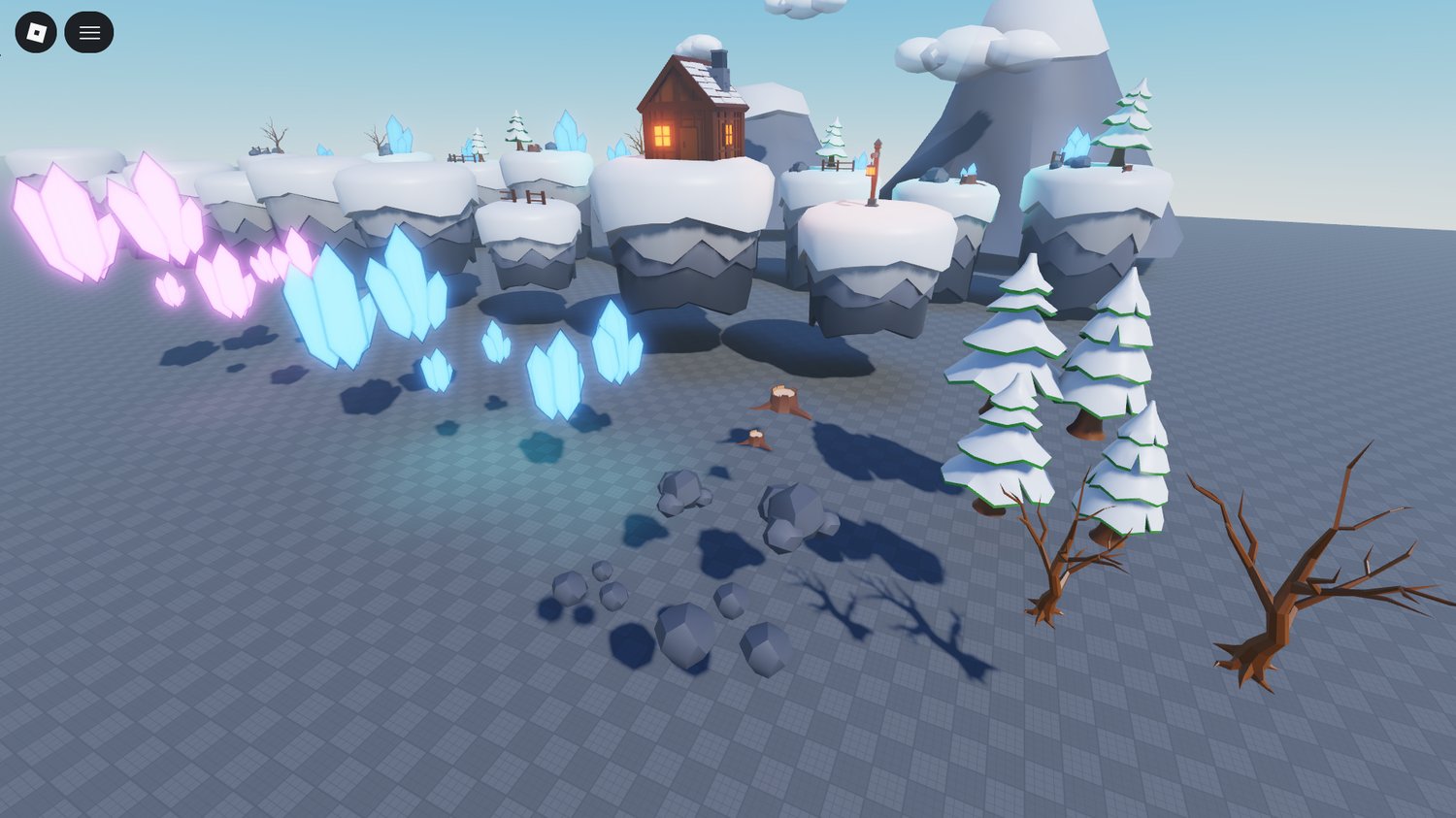 winter rocks and crystals arranged in low poly style