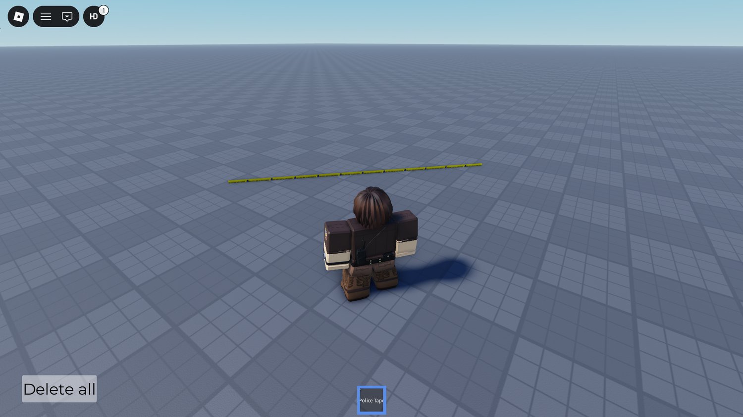 roblox police tape tool placed across a blocked area