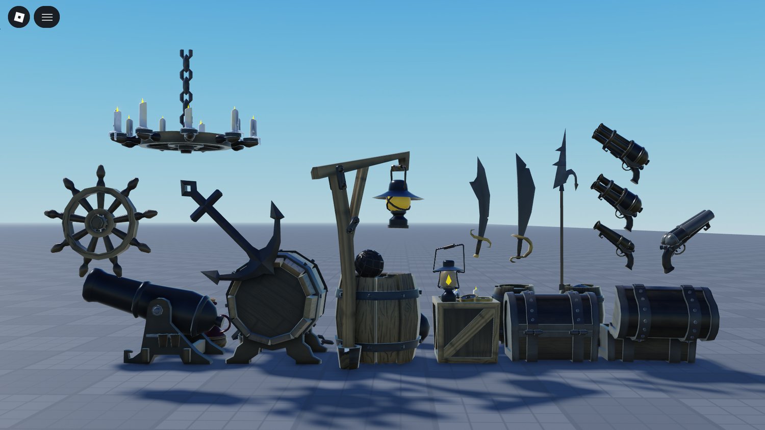 ship wheel placed in a pirate cabin scene