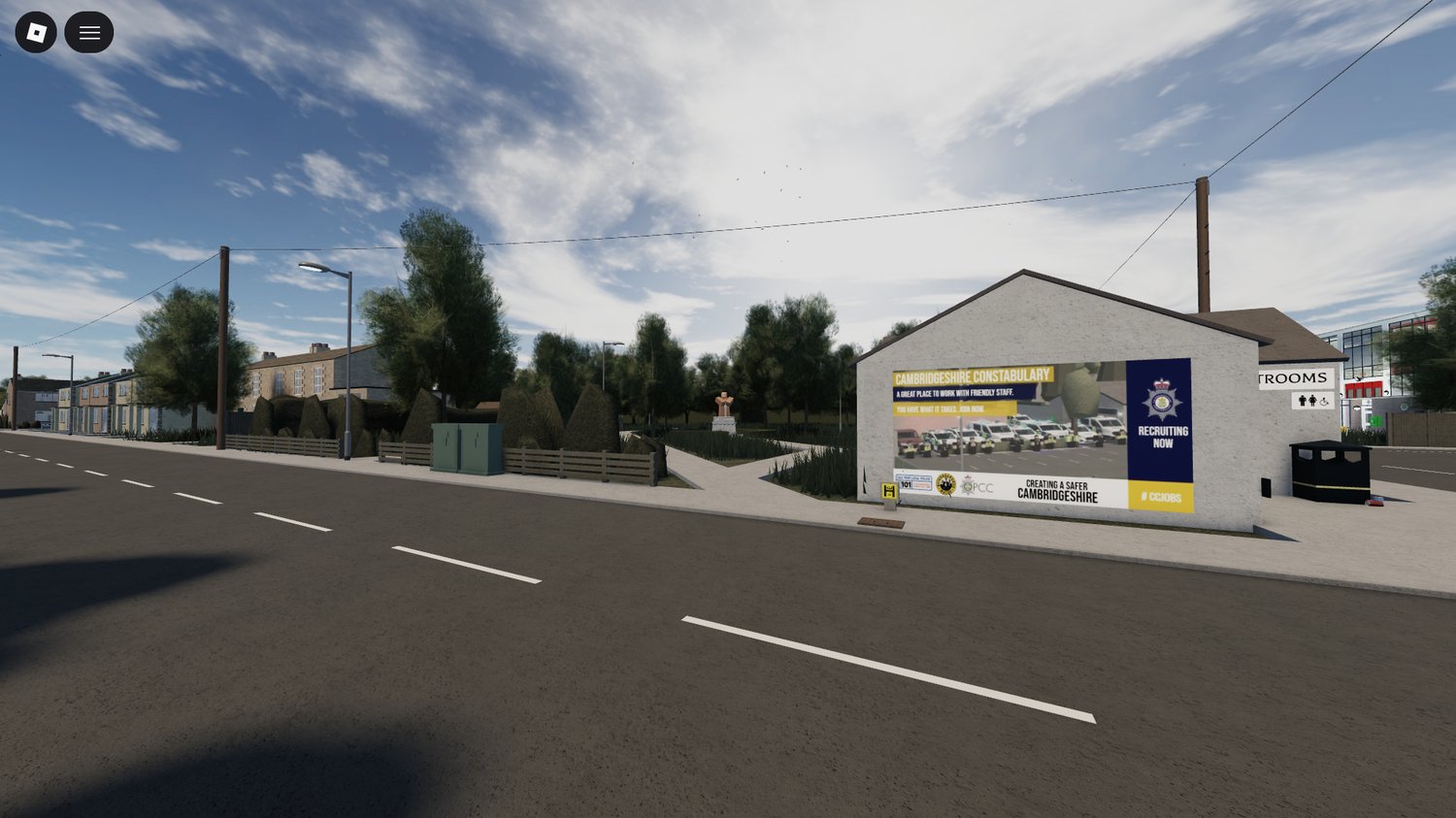 realistic roblox cambridge city street with shops and offices
