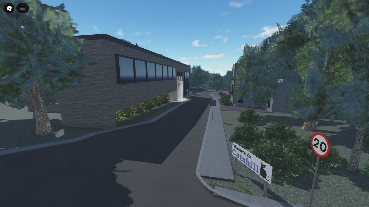 players walking along realistic roads with signage