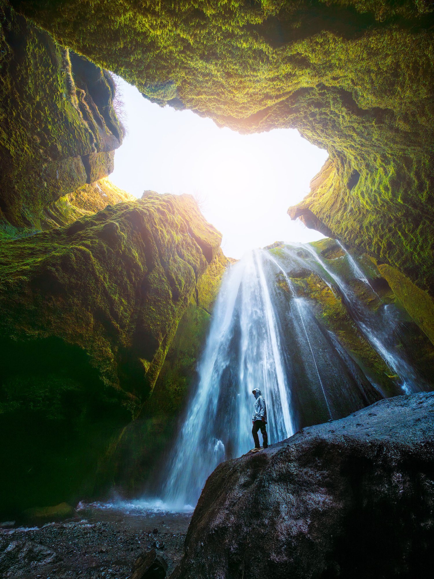 Gljúfrabúi waterfall cave iceland landscape photography wide angle long exposure