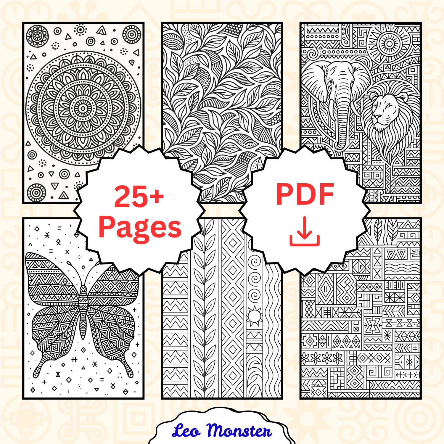 25 African Patterns Coloring Pages PDF - Payhip