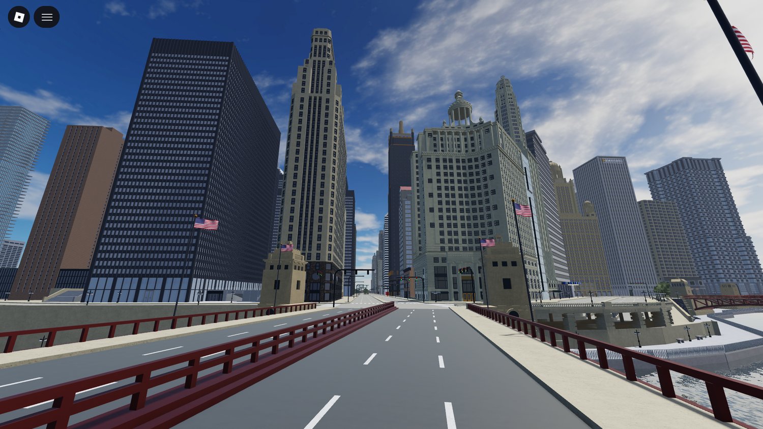 players exploring large american city environment