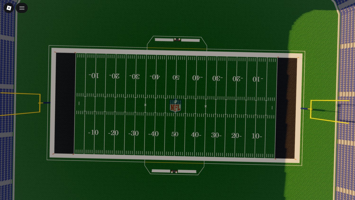 players standing on detailed football turf roblox