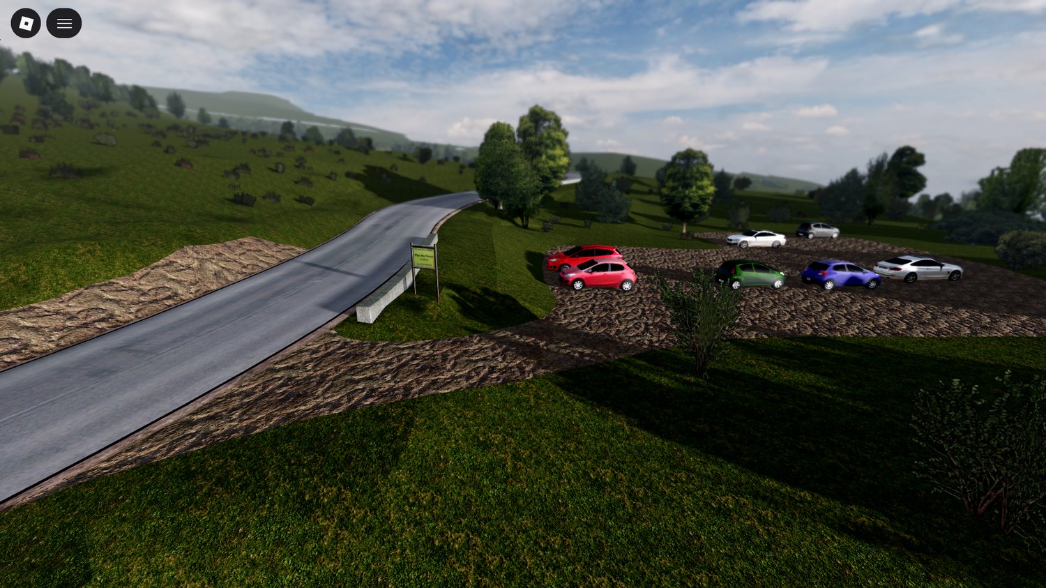 winding asphalt road through lush terrain roblox