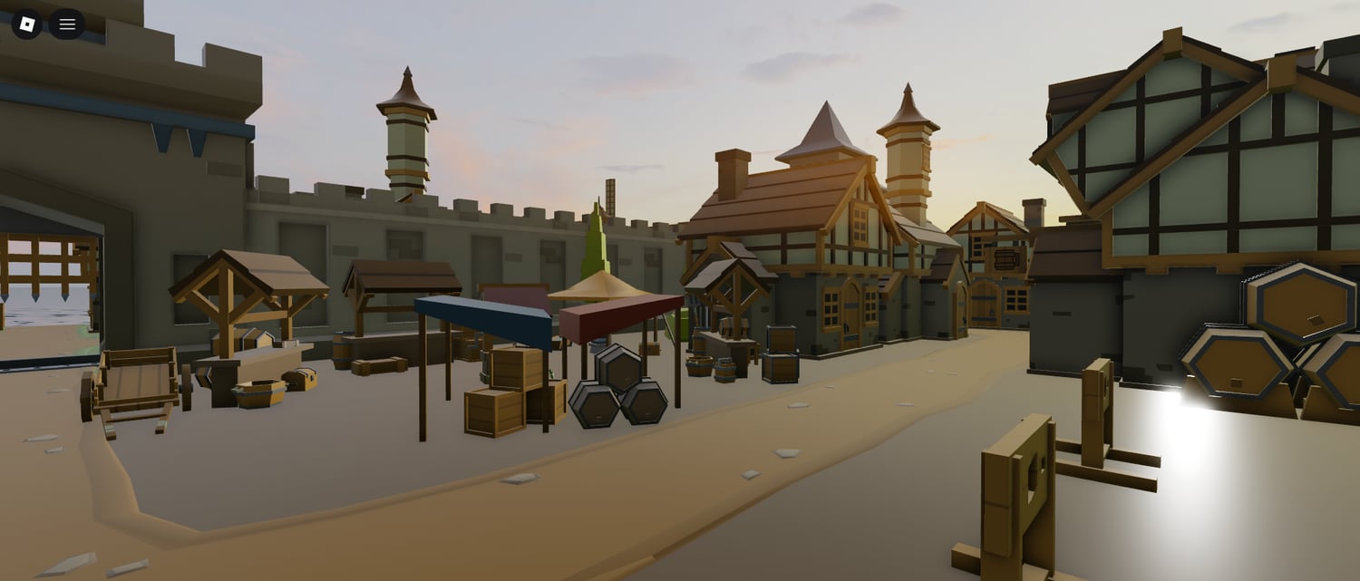 bright medieval village roblox environment