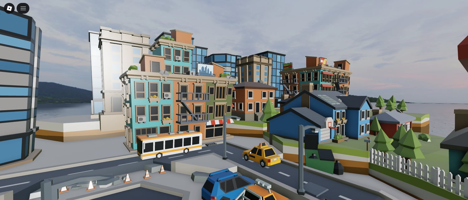 colorful low poly buildings and streets