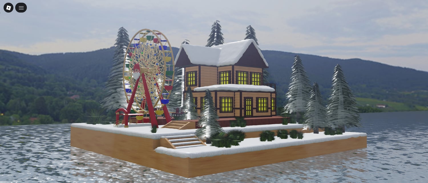 low poly snowy cabins roblox