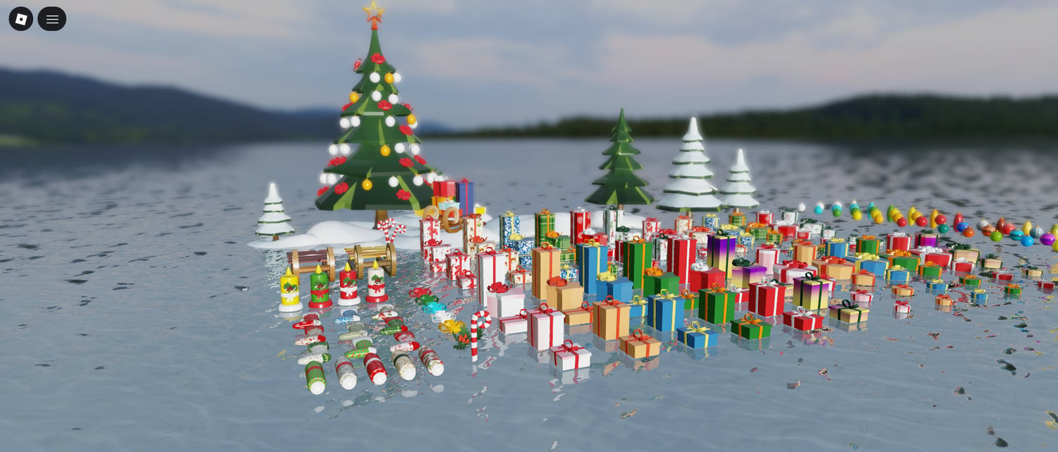 decorated christmas trees with lampions roblox