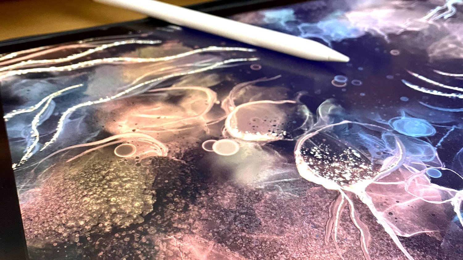 paint a coral seascape in Procreate with digital alcohol ink