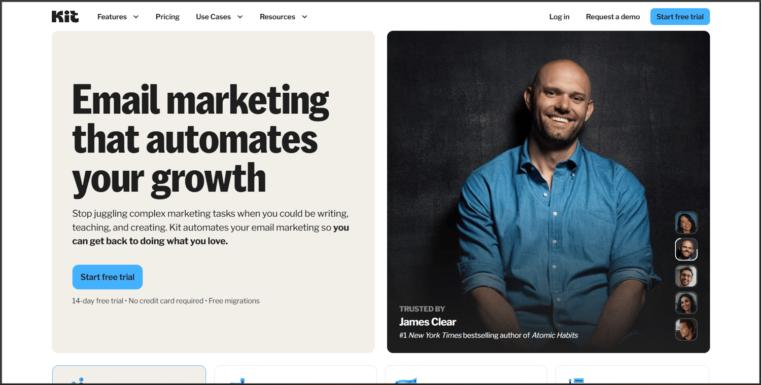 Convertkit website homepage