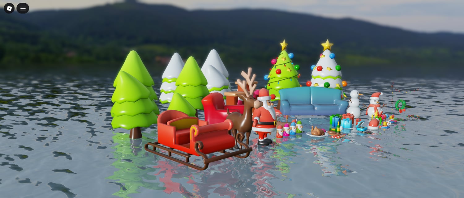 Cozy low poly sofa with festive decorations