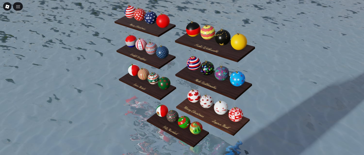 Players decorating a tree with festive lampions