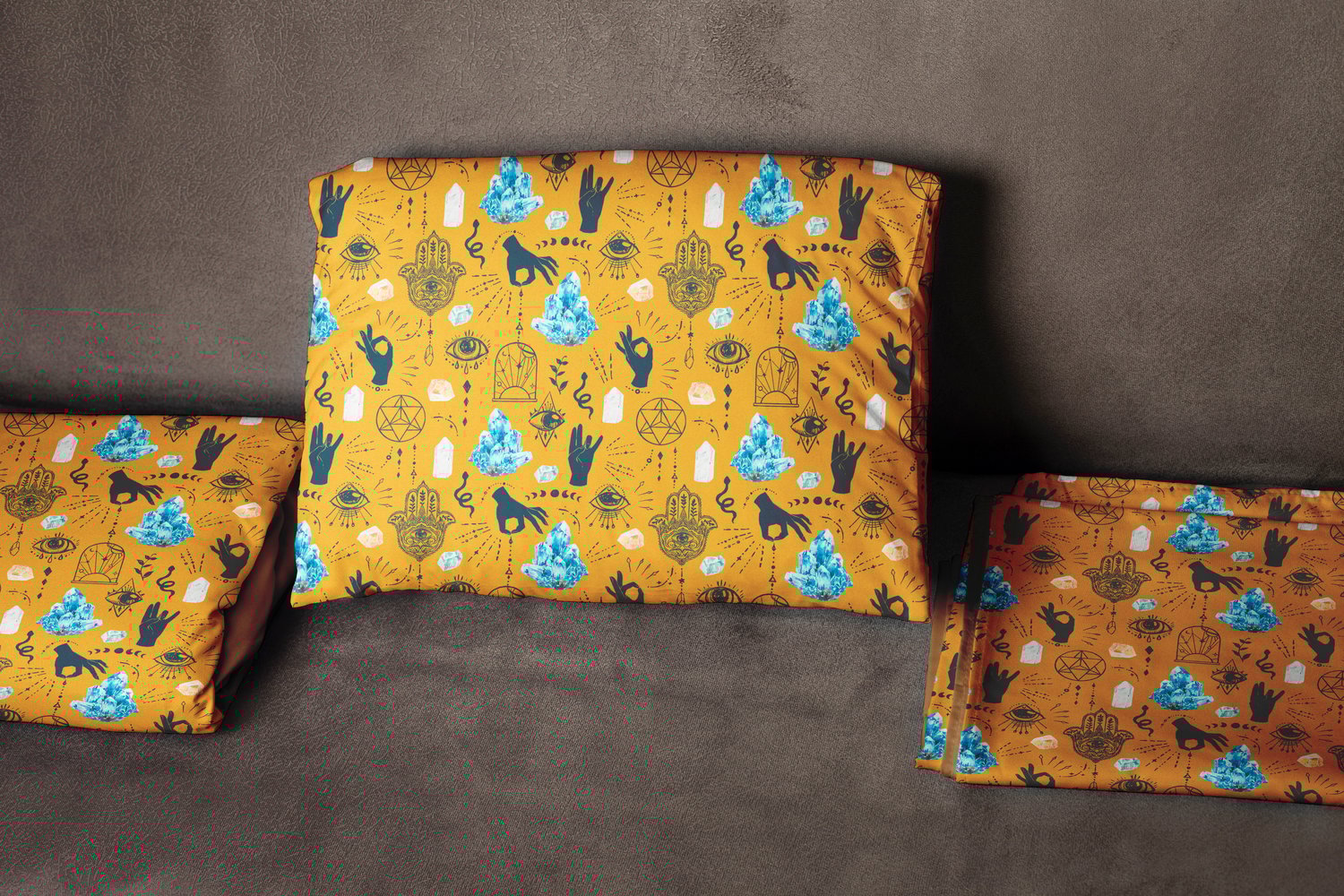 janiel hsieh red glitter brand hand drawn graphic design quilt bedding fabric print spiritual crystal mantra modern