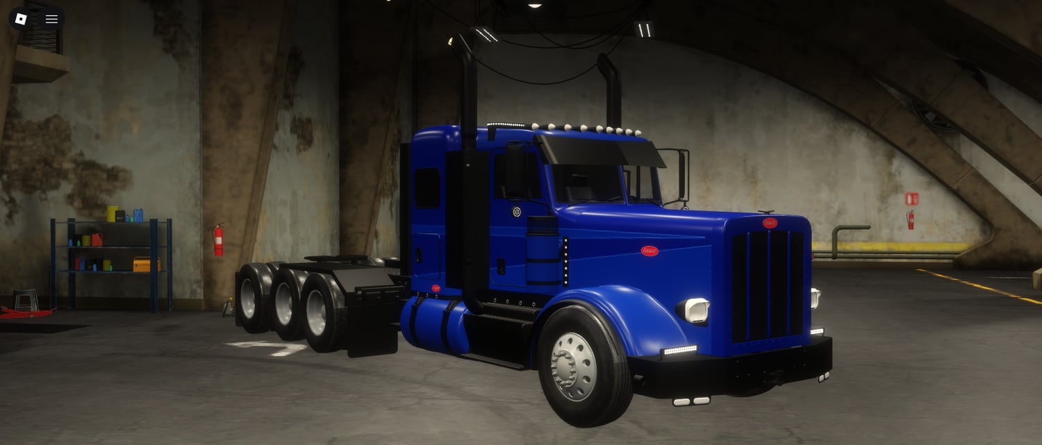 High-detail drivable Peterbilt 367 truck with tri-drive axles
