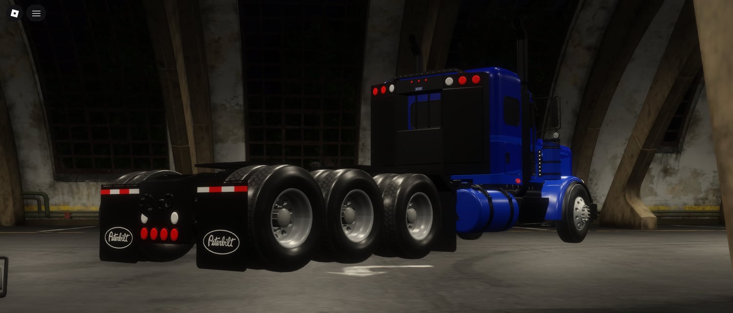 Realistic blue Peterbilt 367 TriDrive 3D model for games