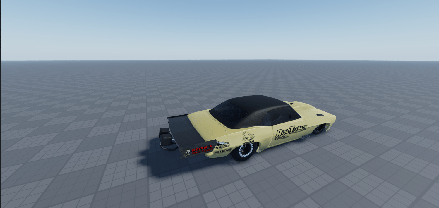 Realistic yellow dragster 3D race car model for games