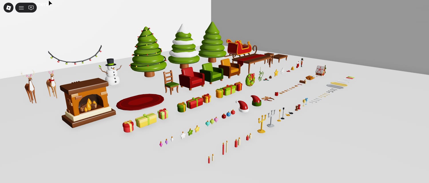 Low poly Christmas dinner table with festive foods
