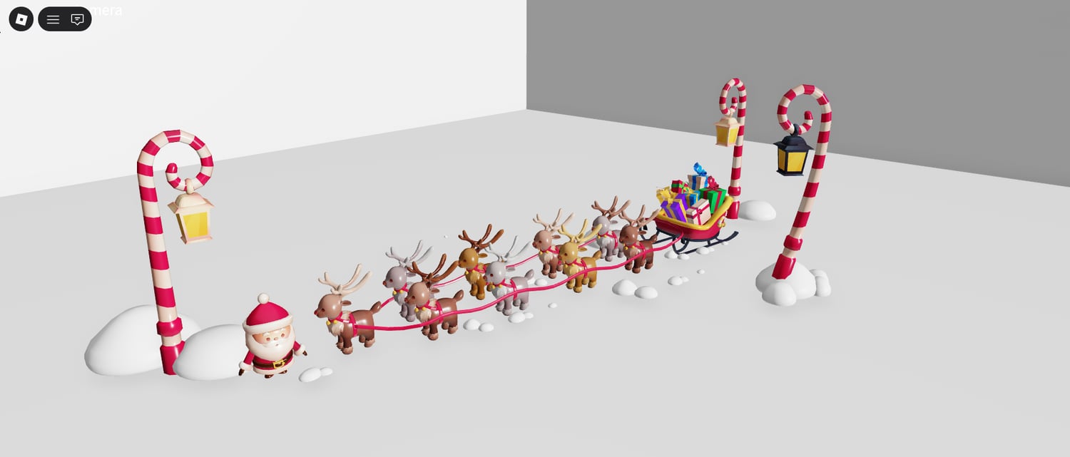 Stylized sleigh asset placed in snowy landscape