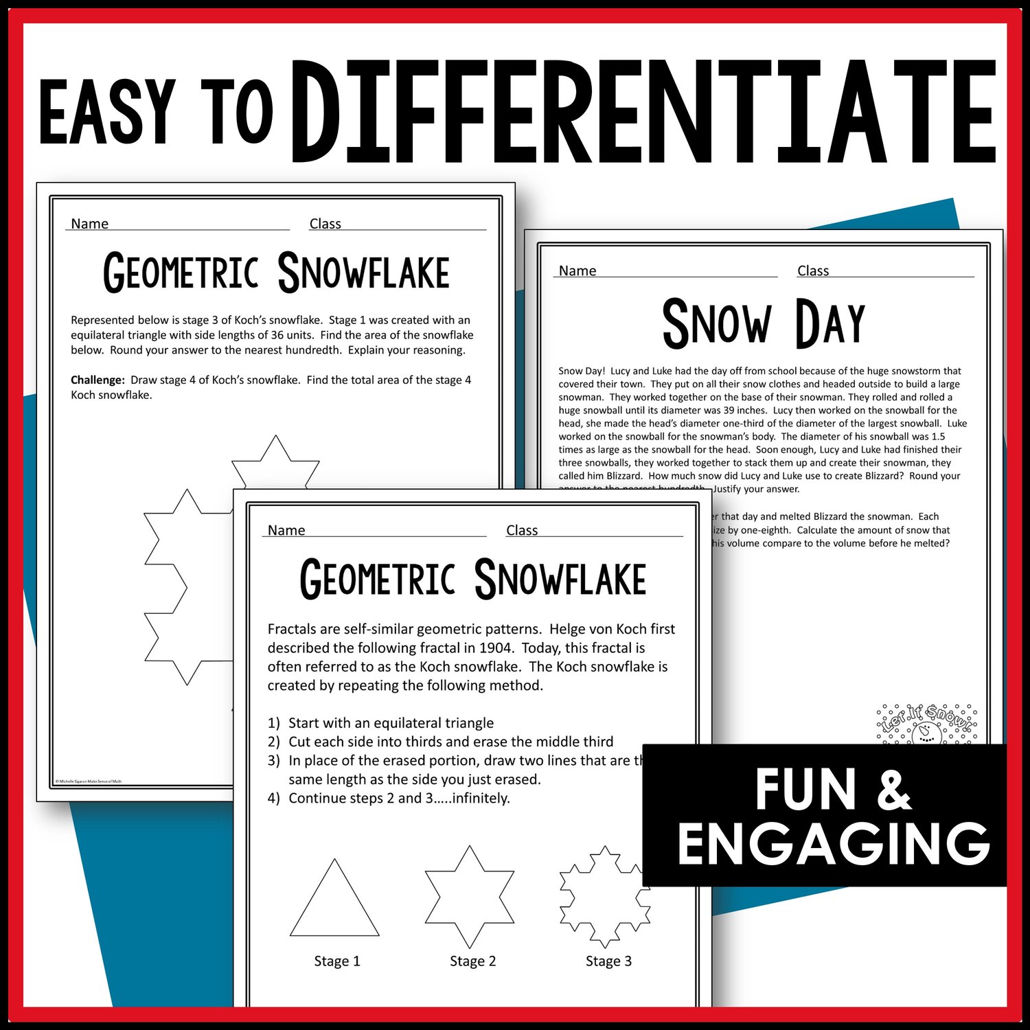 Christmas, Holiday and Winter Middle School Math Packet