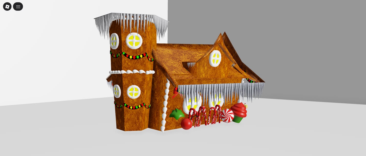 Decorative gingerbread Christmas house with icing details