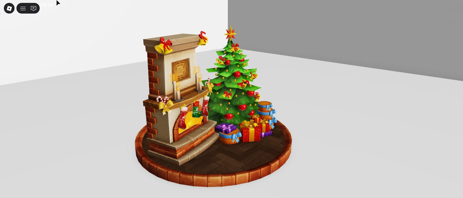 Fireplace scene with stockings and ornaments