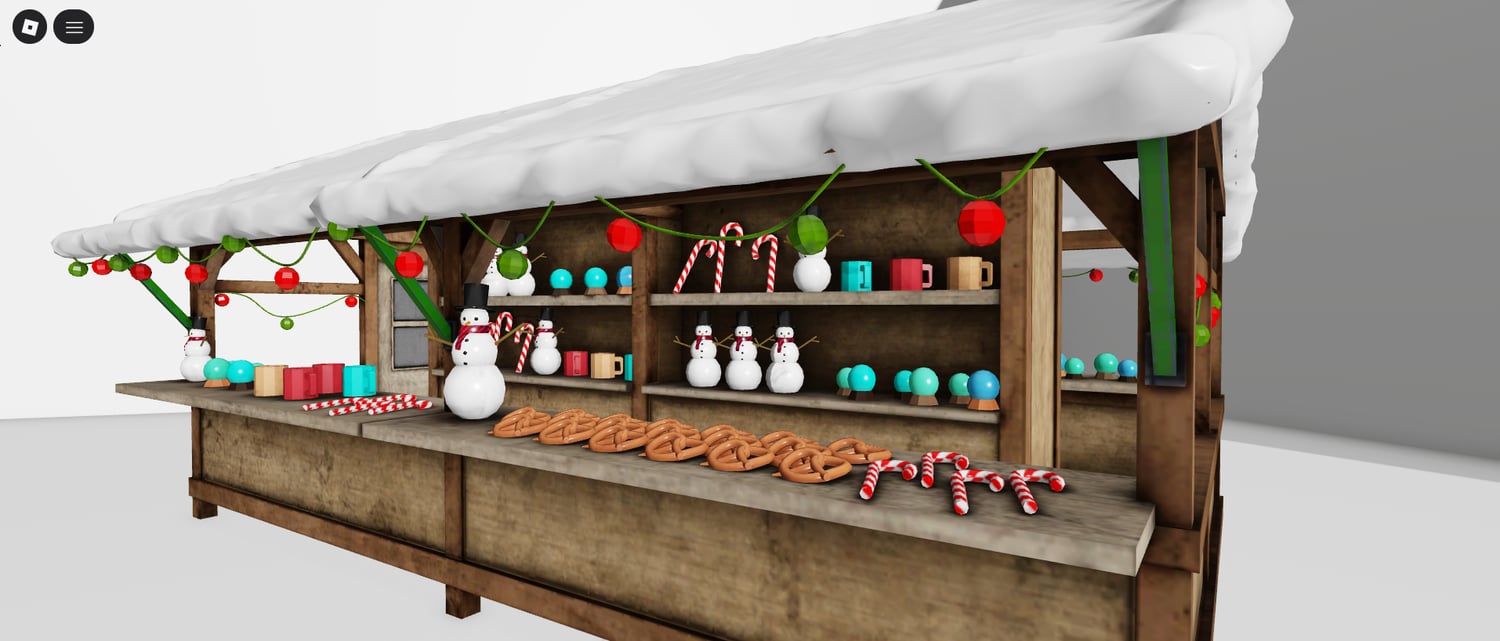 Christmas market scene with decorative stall
