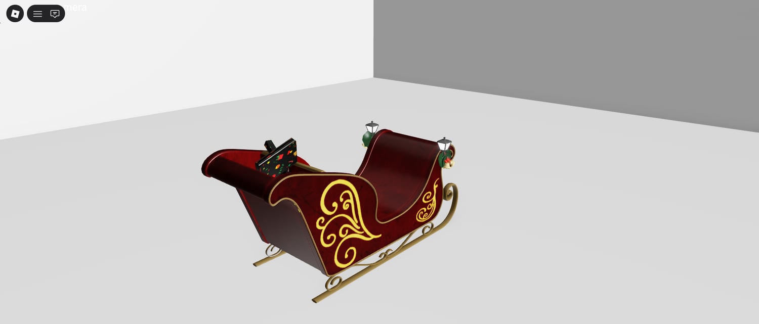 Driveable Christmas sleigh in snowy Roblox environment