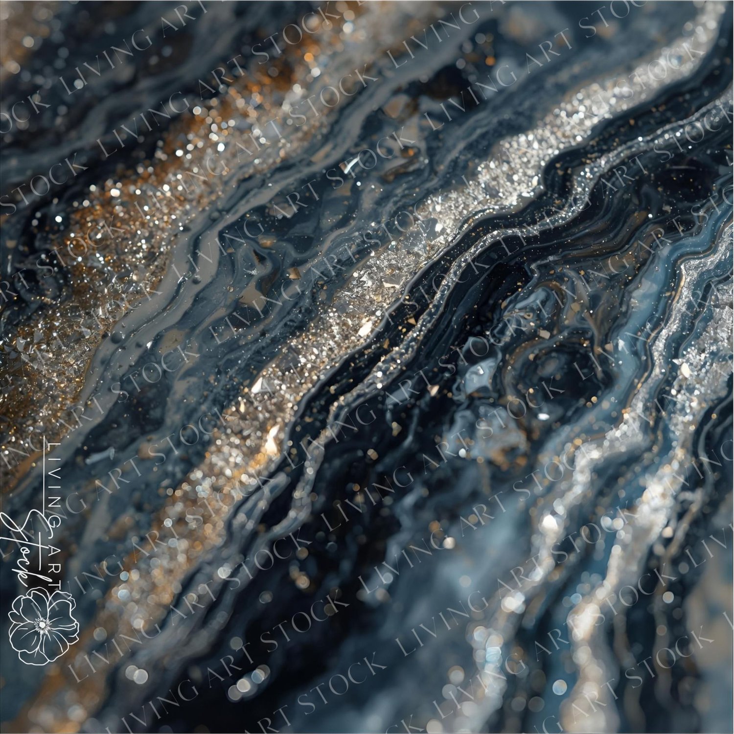 Charcoal Grey and Glitter Marble Printable Art