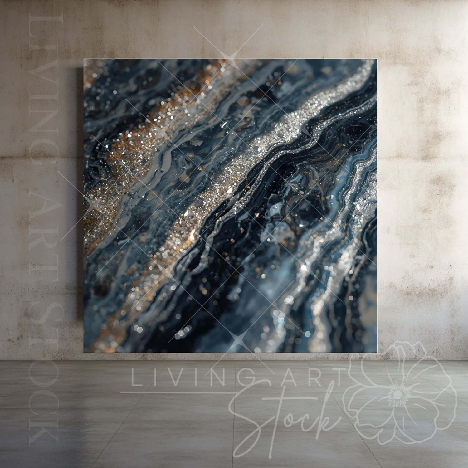 Charcoal Grey and Glitter Marble Printable Art