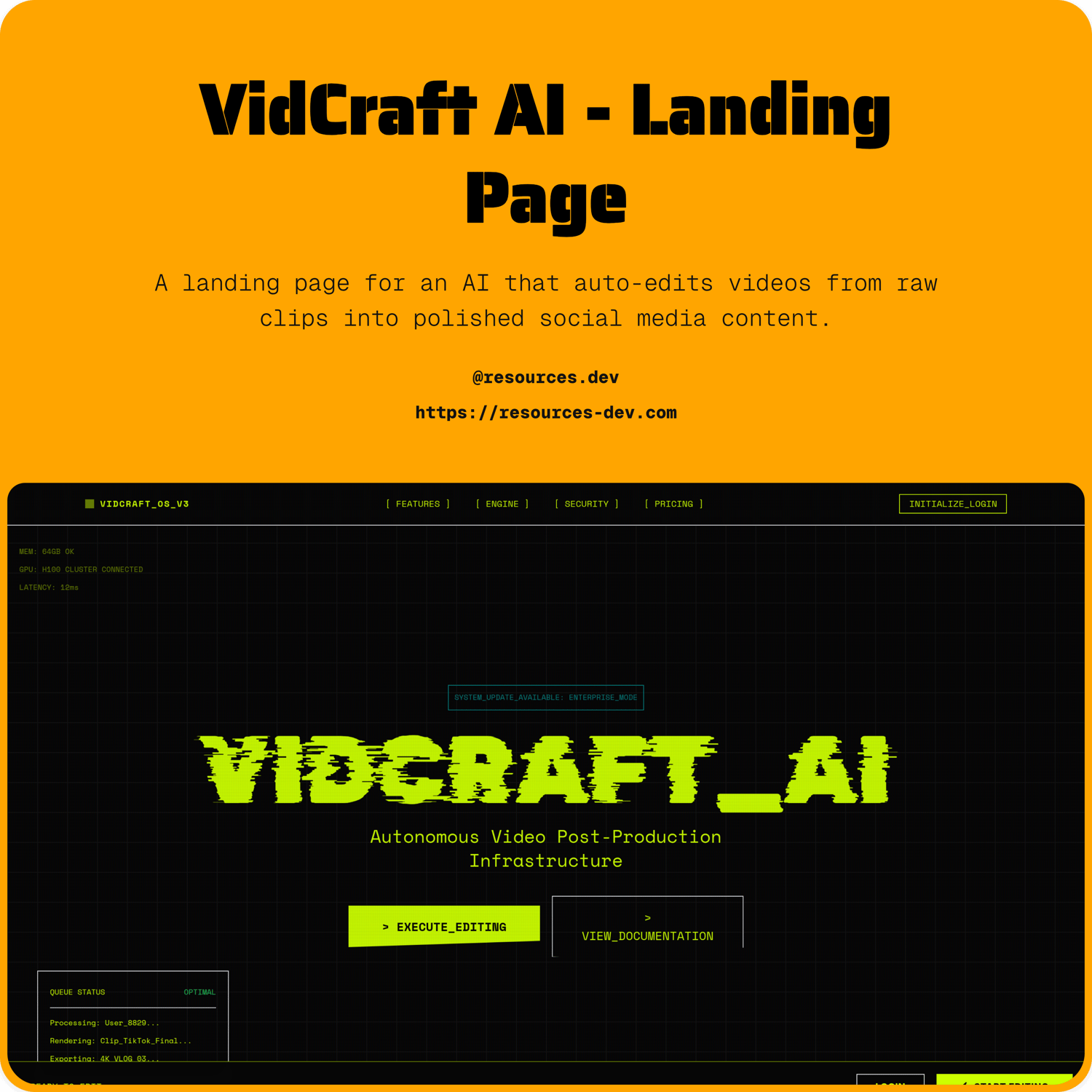 VidCraft AI Landing Page