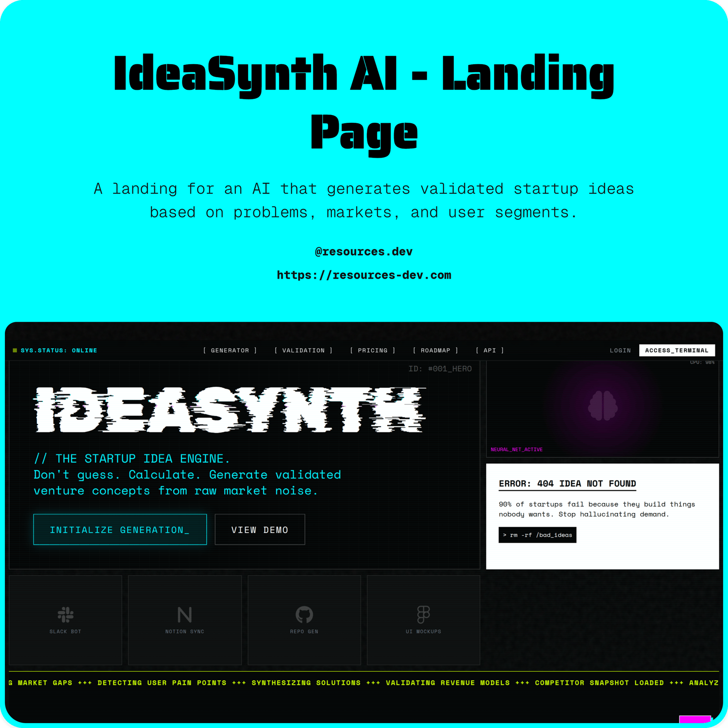 IdeaSynth AI Landing Page