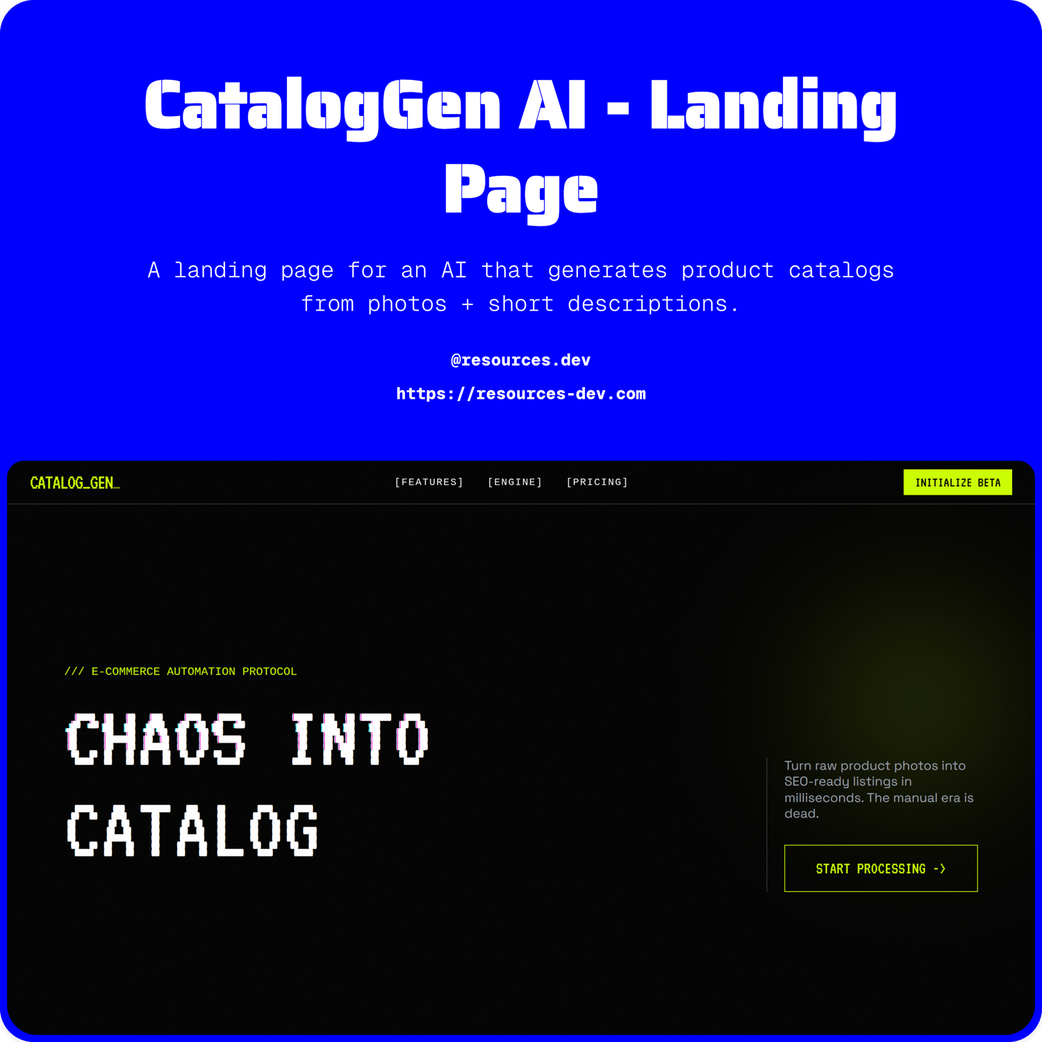 CatalogGen AI Landing Page
