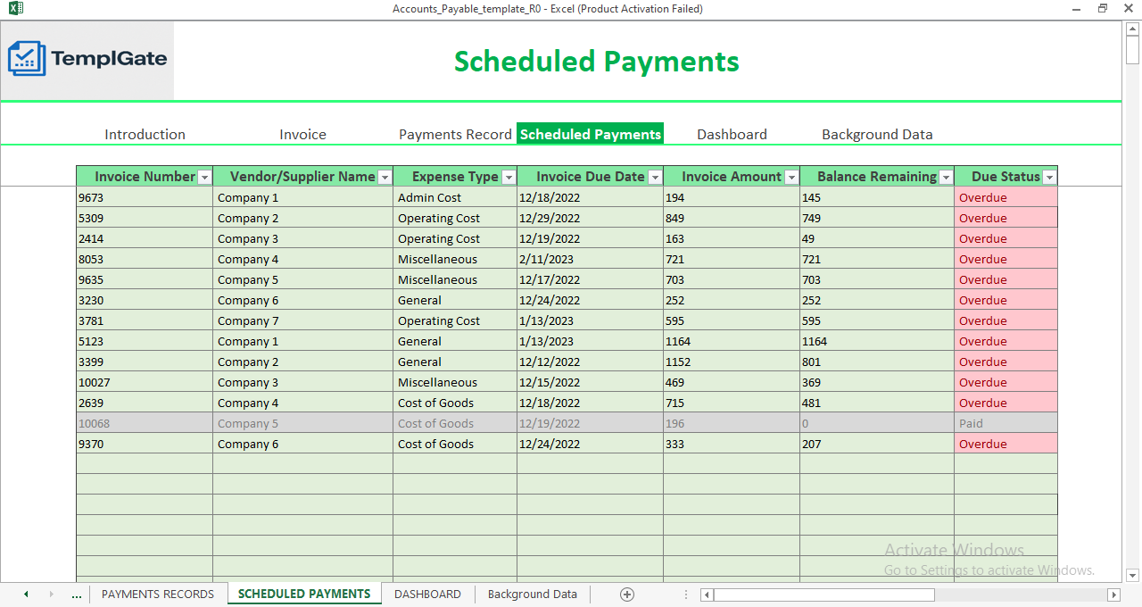 Accounts Payable Manager — Automated Dashboard for Tracking Invoices ...