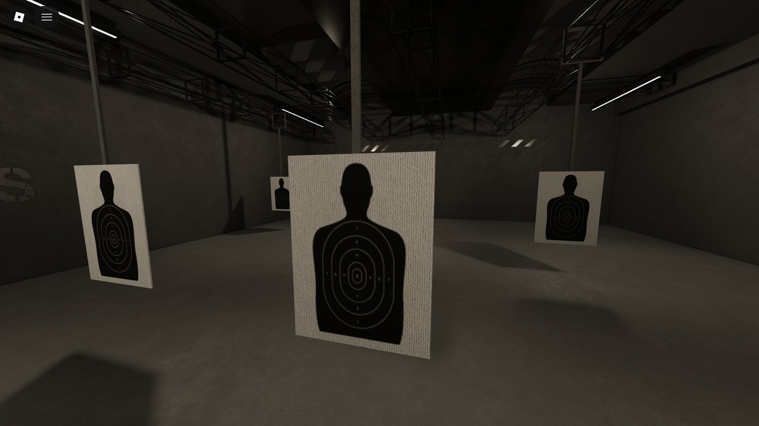 Close-up of shooting range lanes and barriers