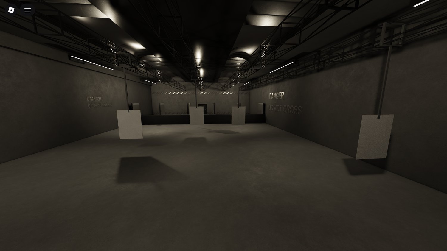 Target practice area with structured shooting positions