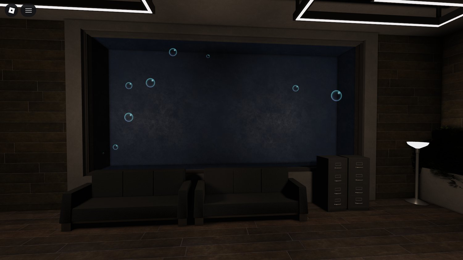 Meeting table and chairs inside patriotic interior