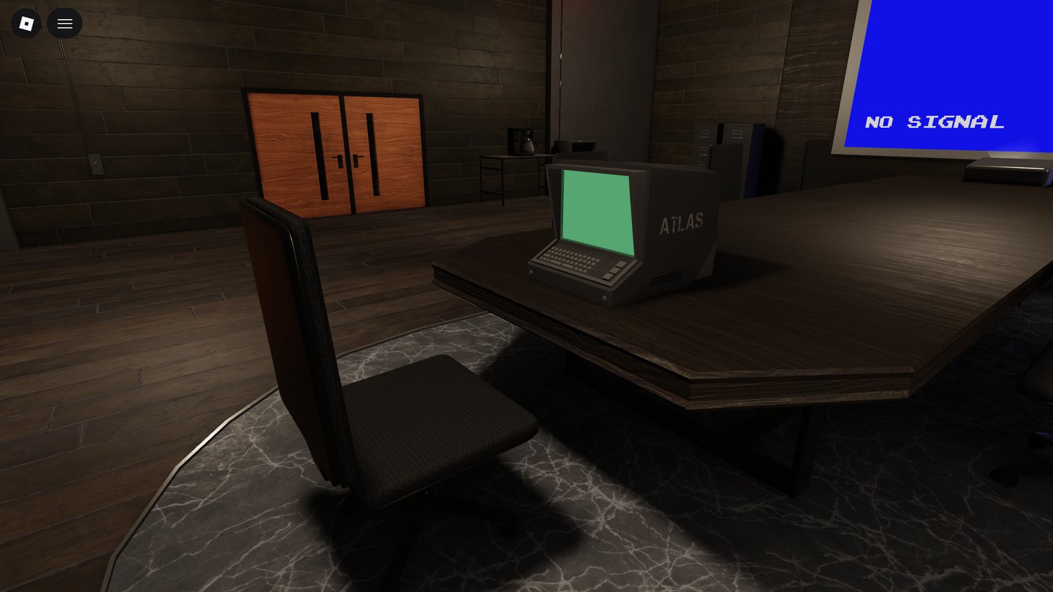 USA themed Roblox meeting room with projector